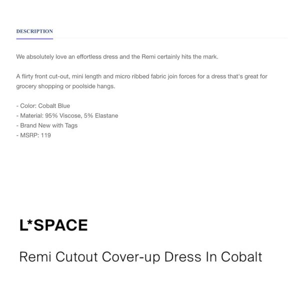 L*Space Womens Size S Cobalt Blue Remi Dress Flirty Front Cut Out NWT ~MSRP $119 - Picture 4 of 13